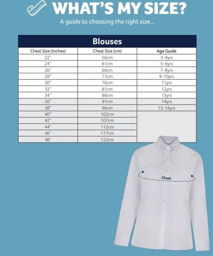 Girls Blouse - White - Long Sleeve (Twin Pack), St Bedes Primary School, St Winefrides, Stratford Academy, Palmer Catholic Academy, Girls Blouses, Royal Docks Academy, St Augustine's Primary School, Caterham High School, Newbury Park Primary School, Oaks Park High School, Valentines High School, Woodbridge High School, Woodlands Primary School